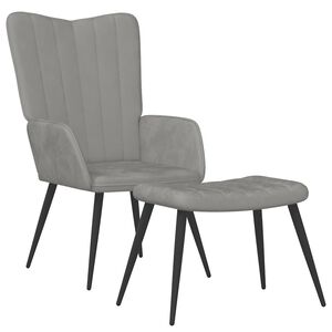 vidaXL Scaun de relaxare cu taburet, gri deschis, catifea
