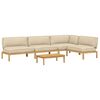 vidaXL Set de canapea cu pernă Simplu 5 pcs Bej Lemn Solid de Acacia