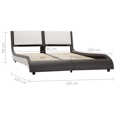 vidaXL Cadru de pat cu LED, gri și alb, 140 x 200 cm, piele ecologică