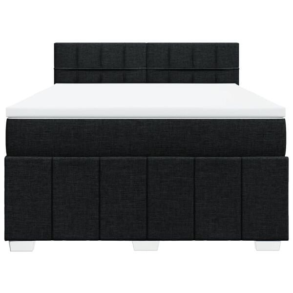 vidaXL Pat box spring cu saltea, negru, 140x190 cm, textil