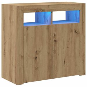 vidaXL Dulap cu lumini LED stejar artizanal 80x35x75 cm lemn prelucrat