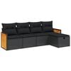 vidaXL Set mobilier de grădină cu perne, 6 piese, negru, poliratan