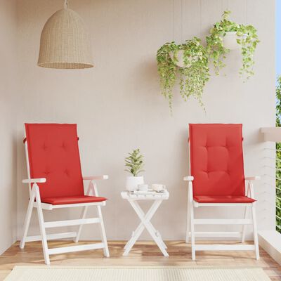 vidaXL Perne scaun cu spătar înalt, 2 buc., roșu, 120x50x3 cm, textil