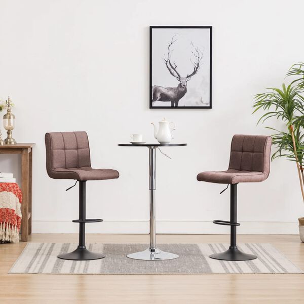 vidaXL Scaune de bar, 2 buc., gri taupe, material textil