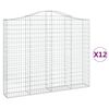 vidaXL Coș gabion arcuit, 12 buc, 200x30x160/180 cm, fier galvanizat