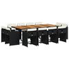 vidaXL Set mobilier de grădină cu perne, 13 piese, negru, poliratan
