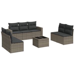vidaXL Set canapele de grădină cu perne, 8 piese, gri, poliratan