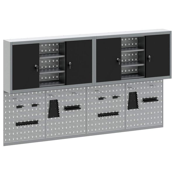 vidaXL Set dulap de unelte 6 pcs Negru Oțel vopsit electrostatic