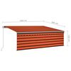 vidaXL Copertină retractabilă manual stor&LED portocaliu&maro 4,5x3 m