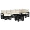 vidaXL Set de canapele pentru grădină 8 buc. Negru și Alb crem