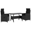 vidaXL Set dining pentru exterior 3 pcs Negru poliratan