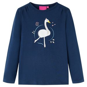 vidaXL Tricou pentru copii cu m&acirc;neci lungi, bleumarin, 116