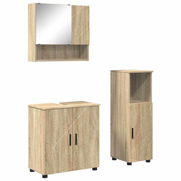 vidaXL Set de mobilier pentru baie Pe perete 3 pcs Stejar Sonoma
