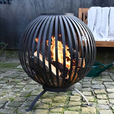 Esschert Design Bol pentru foc, negru, benzi oțel carbon FF400