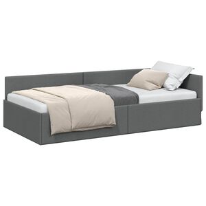 vidaXL Cadru de pat colțar Gri &icirc;nchis 80 cm x 200 cm țesătură