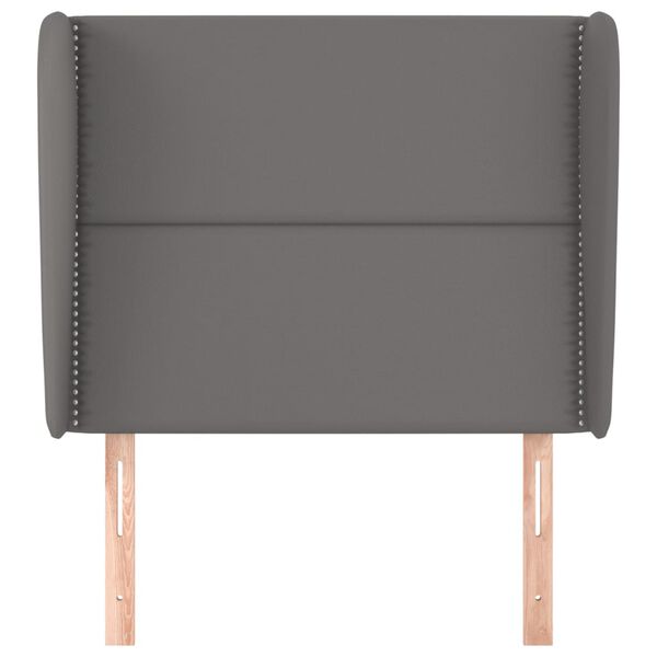 vidaXL Tăblie de pat cu aripioare gri 103x23x118/128 cm piele eco