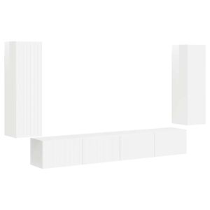 vidaXL Set Dulap pentru Televizor Montat pe Perete 4 pcs Alb lucios