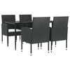 vidaXL Set mobilier de grădină, 5 piese, negru, poliratan și oțel