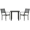 vidaXL Set mobilier de grădină, 3 piese, negru, textilenă și oțel