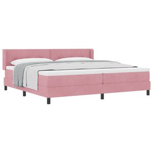 vidaXL Pat cu arcuri cu headboard Manual Roz 200 x 200 cm Catifea