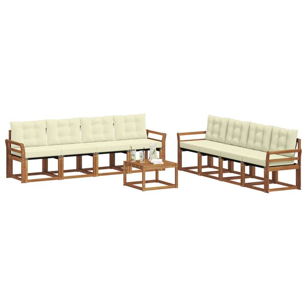 vidaXL Set de canapele de exterior cu pernă 9 pcs Natural și Crem