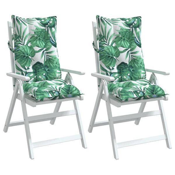 vidaXL Perne de scaun spătar înalt, 2 buc, model frunze, textil Oxford