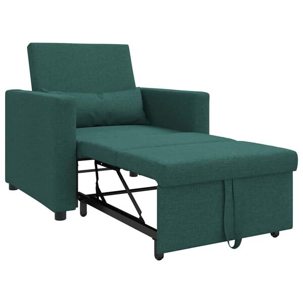 vidaXL Canapea extensibilă single Verde închis 90 x 165 x 87 cm