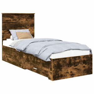 vidaXL Cadru de pat cu headboard Stejar afumat și argintiu 70 x 190 cm