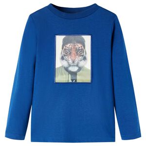 vidaXL Tricou de copii cu m&acirc;neci lungi, albastru &icirc;nchis, 128