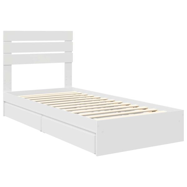 vidaXL Pat cu storage cu headboard Alb 75 x 190 cm Lemn compozit