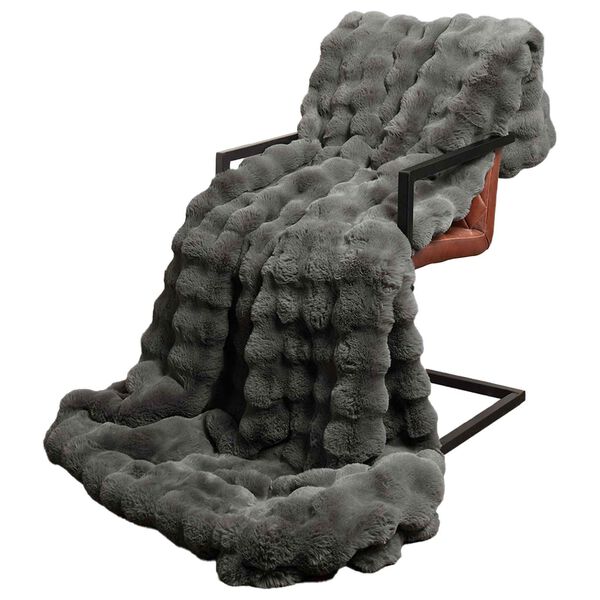 vidaXL Pătură din Blană sintetică de Iepure Gri &icirc;nchis 130 x 150 cm