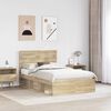 vidaXL Cadru de pat cu headboard Sonoma 120 x 190 cm Lemn de pin masiv
