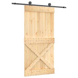 vidaXL Ușă glisantă Natural și Negru 100 x 210 cm Lemn de Pin Solid