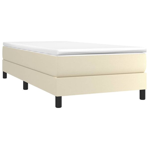 vidaXL Pat box spring cu saltea, crem, 90x190 cm, piele ecologică