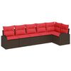 vidaXL Set de canapele pentru grădină 6 pcs Maro și roșu poliratan
