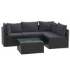 vidaXL Set mobilier de grădină cu perne, 5 piese, negru, poliratan