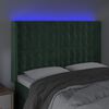 vidaXL Tăblie de pat cu LED, verde &icirc;nchis, 147x16x118/128 cm, catifea