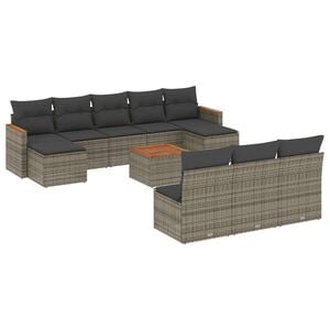 vidaXL Set canapele de grădină cu perne, 11 piese, gri, poliratan