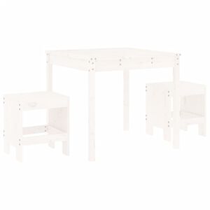 vidaXL Set bistro de grădină, 3 piese, alb, lemn masiv de pin