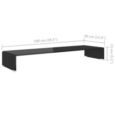 vidaXL Stand TV/Suport monitor din sticlă, 100x30x13 cm, negru