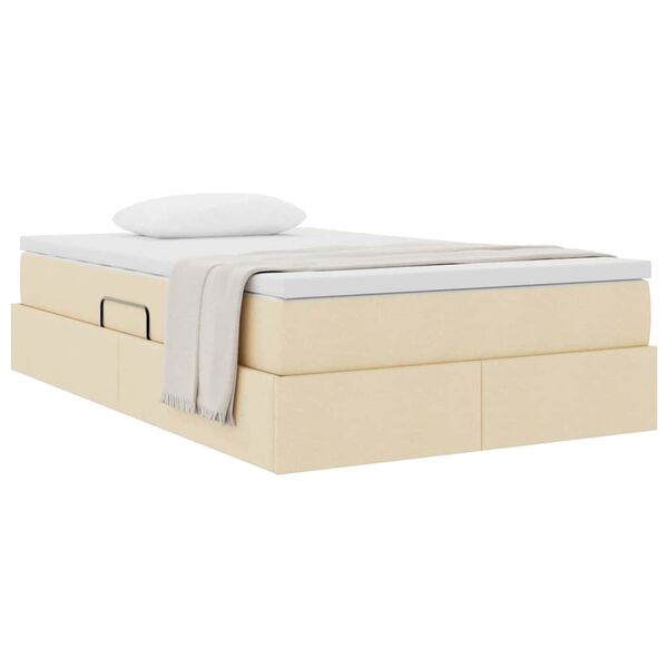vidaXL Pat cu saltea și spațiu de depozitare Crem 120 x 200 cm