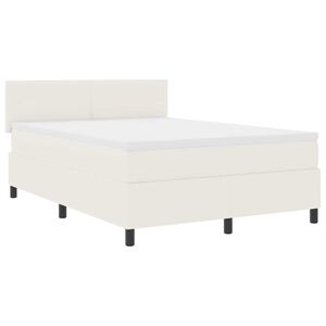 vidaXL Pat cu arcuri Crema și Alb 160 x 200 cm Țesătură din corduroy