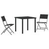 vidaXL Set de masă pentru grădină 3 pcs Negru