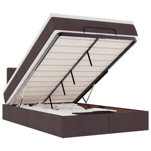 vidaXL Cadru de pat otoman cu saltea țesătură maro &icirc;nchis 120x190 cm