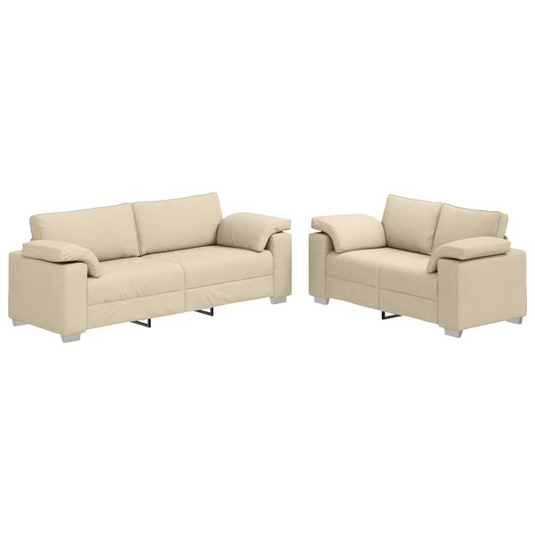 vidaXL Set de canapea 2 pcs Crem 219 x 77 x 82 cm țesătură