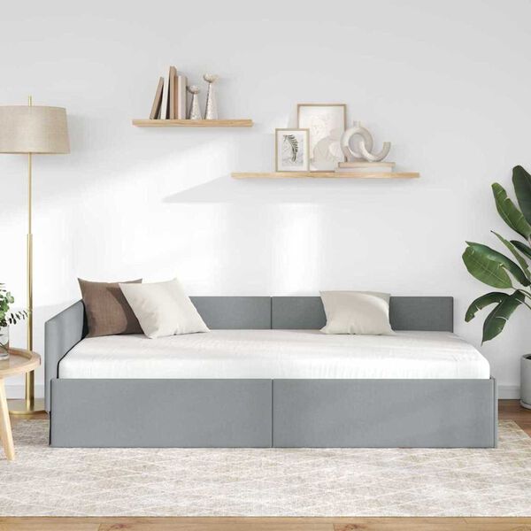 vidaXL Cadru de pat colțar Gri deschis 90 cm x 190 cm Catifea