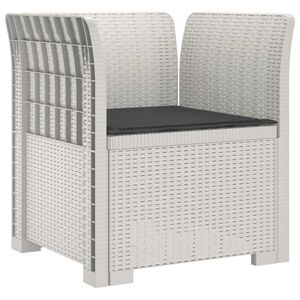 vidaXL Fotoliu cu 1 Loc cu Pernă Aspect Rattan PP Alb