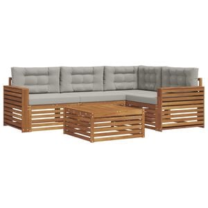 vidaXL Set de canapele de exterior 5 buc. Gri natural și deschis