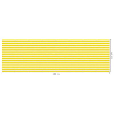 vidaXL Paravan de balcon, galben și alb, 120x400 cm, HDPE