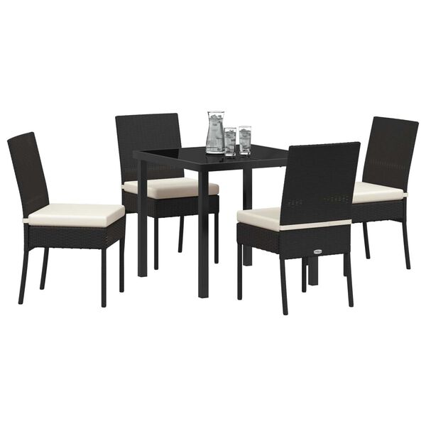 vidaXL Set de masă pentru grădină 5 pcs Negru